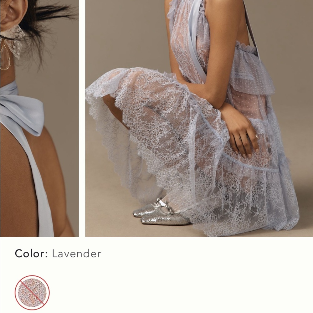 Anthropologie Lavender Backless Lace Dress